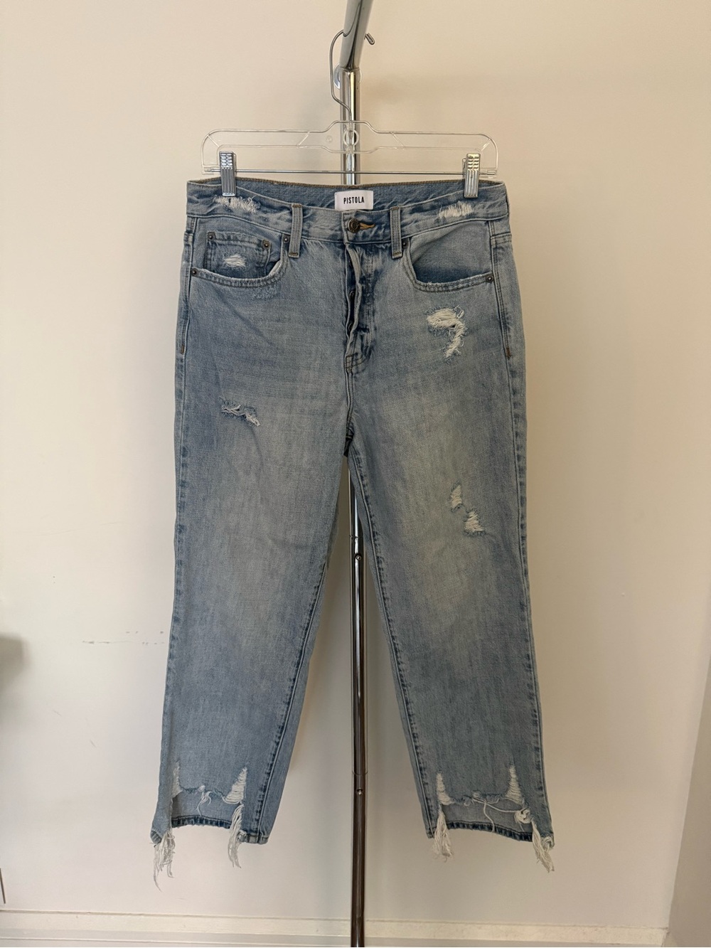 pistola Charlie light blue distressed ankle jeans